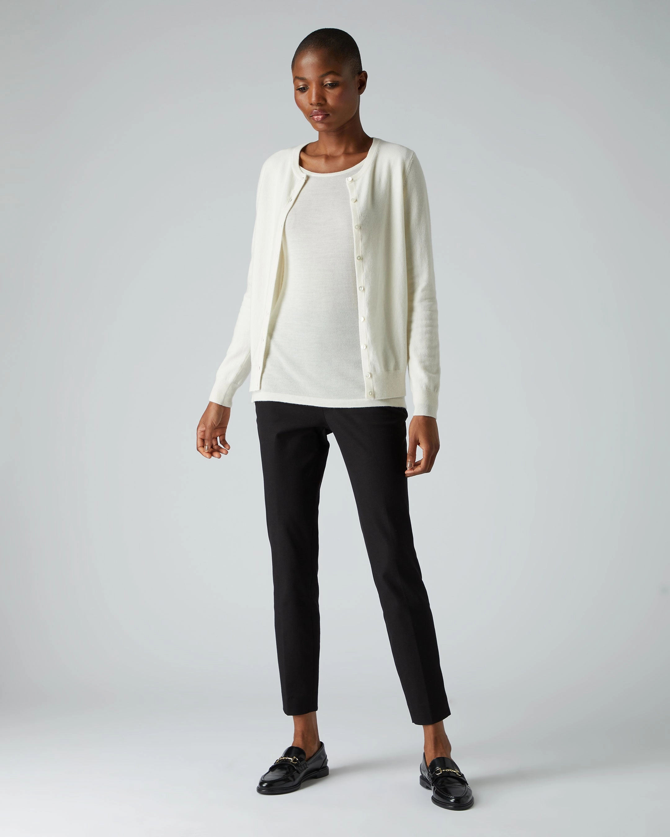 Online Exclusive Steal Todays Best Deal Women'S Olivia Round Neck Cashmere Cardigan New Ivory White