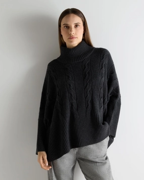 Special Steal Event Grab Your Hot Pick Women'S Oversized Cable Cashmere Jumper Deep Charcoal Grey