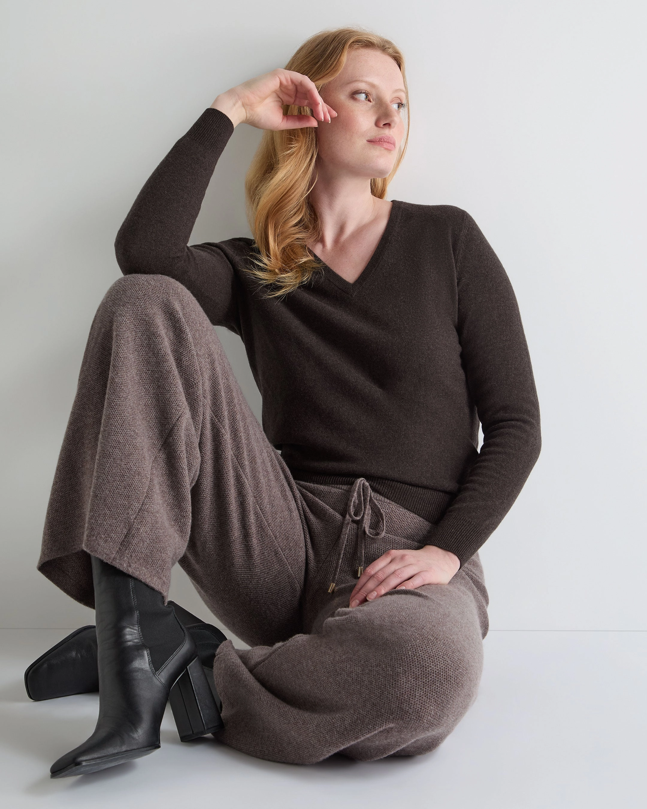 Women'S Phoebe V Neck Cashmere Jumper Chocolate Brown Shop Grab Offer Today Only Special