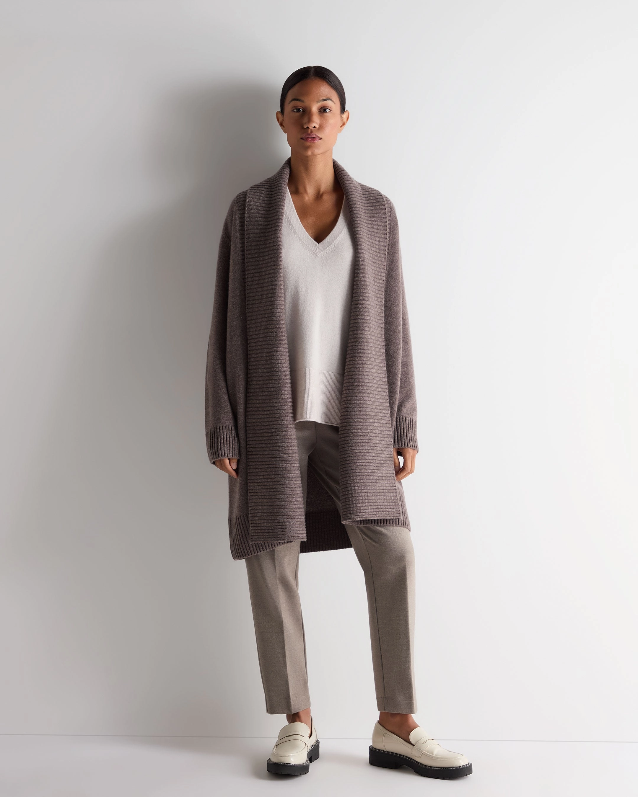Women'S Relaxed V Neck Cashmere Jumper Frost White Big Savings Today Hot Sale Frenzy