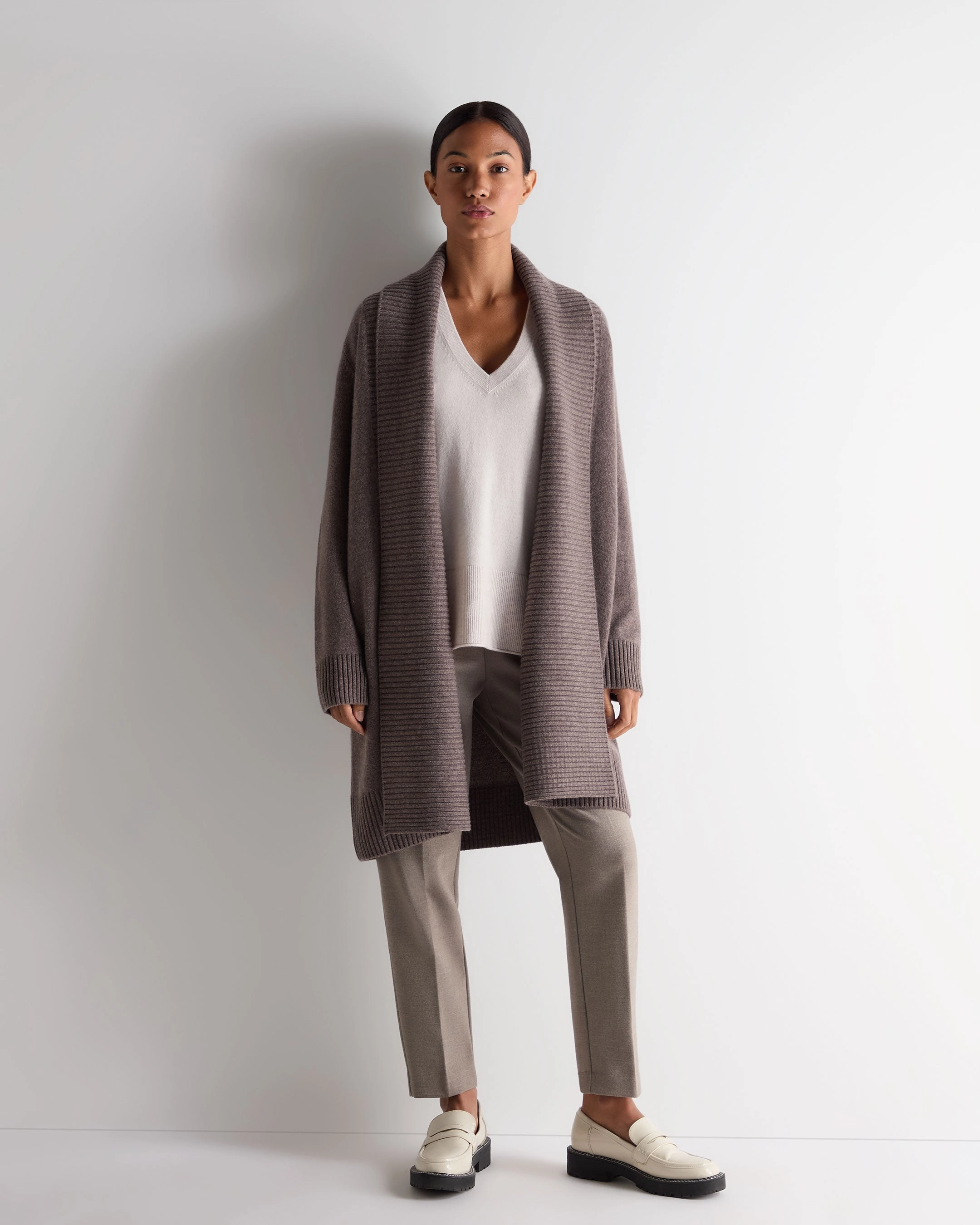 Online Deal Frenzy Women'S Relaxed V Neck Cashmere Jumper Frost White