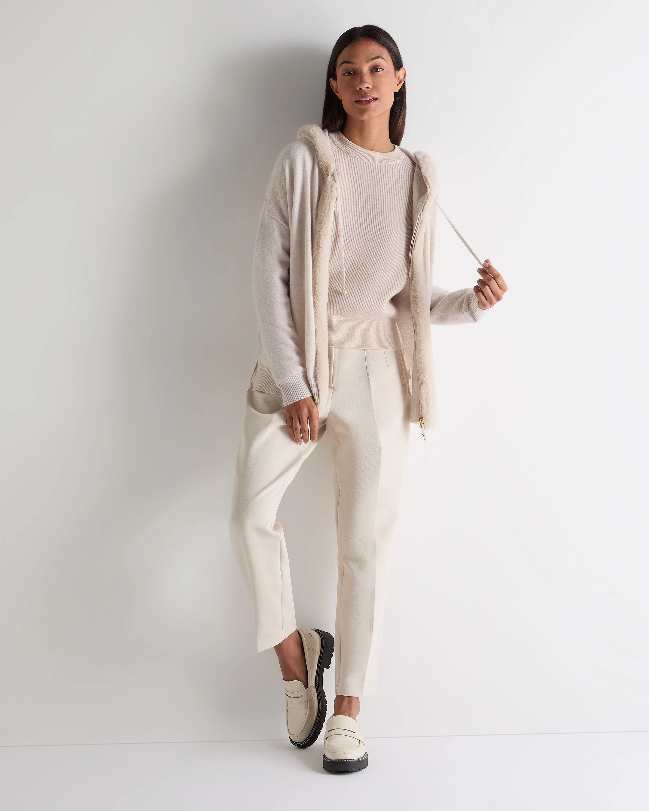 Todays Hot Savings Women'S Rib Raglan Cashmere Jumper Ecru White