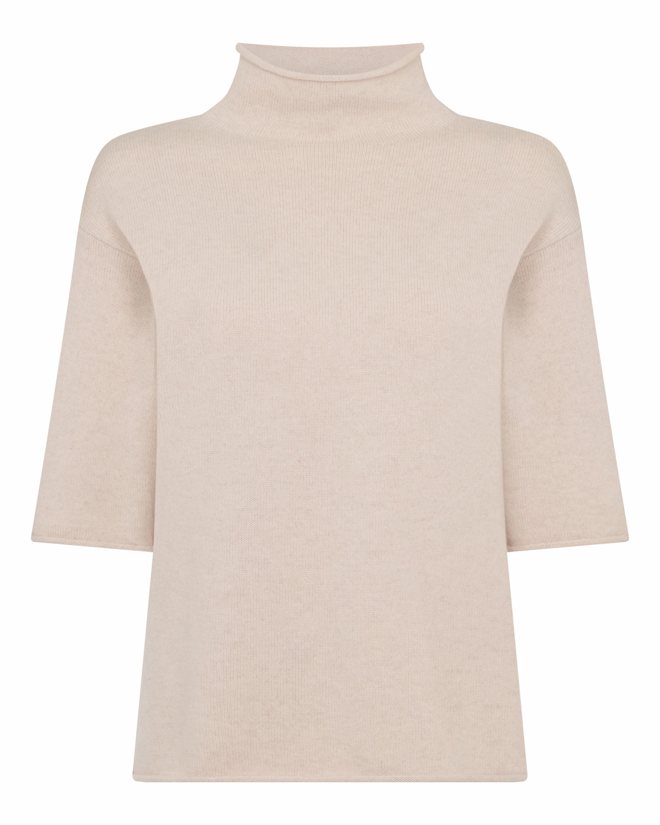 Big Sale Today Women'S Short Sleeve Turtle Neck Cashmere Jumper Ecru White