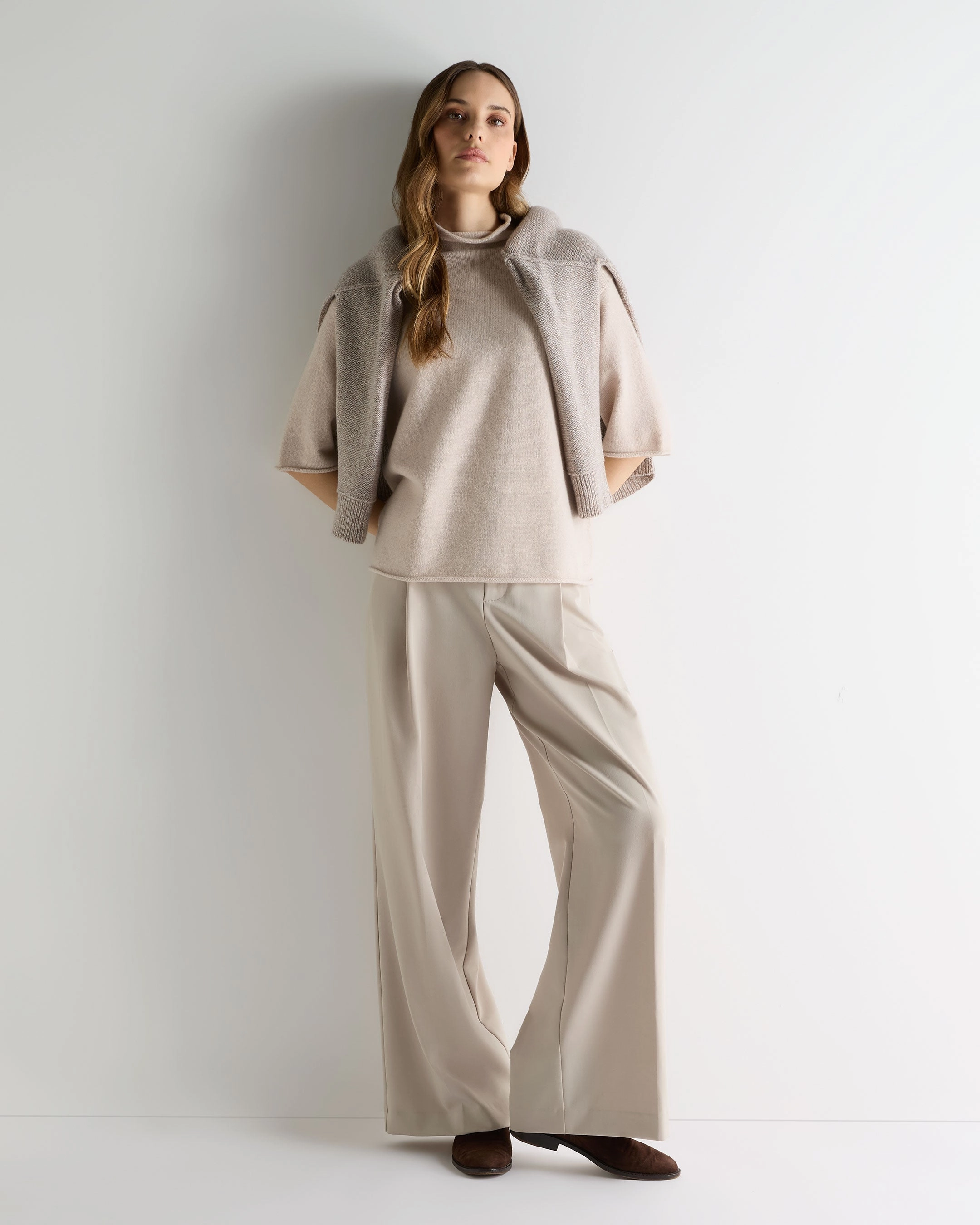 Women'S Short Sleeve Turtle Neck Cashmere Jumper Ecru White Clearance Event Alert Dont Miss Todays Deal