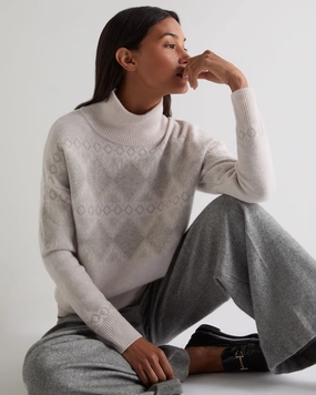Shop Grab Offer Women'S Sparkle Jacquard Cashmere Jumper Pebble Grey