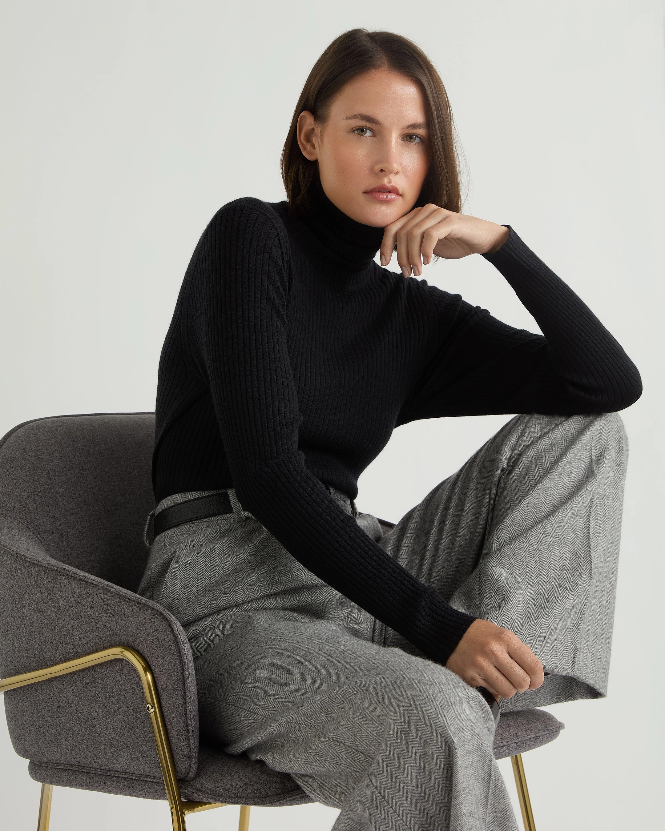 Women'S Superfine Cashmere Ribbed Roll Neck Jumper Black Perfect Gift Offer Clearance Event Today