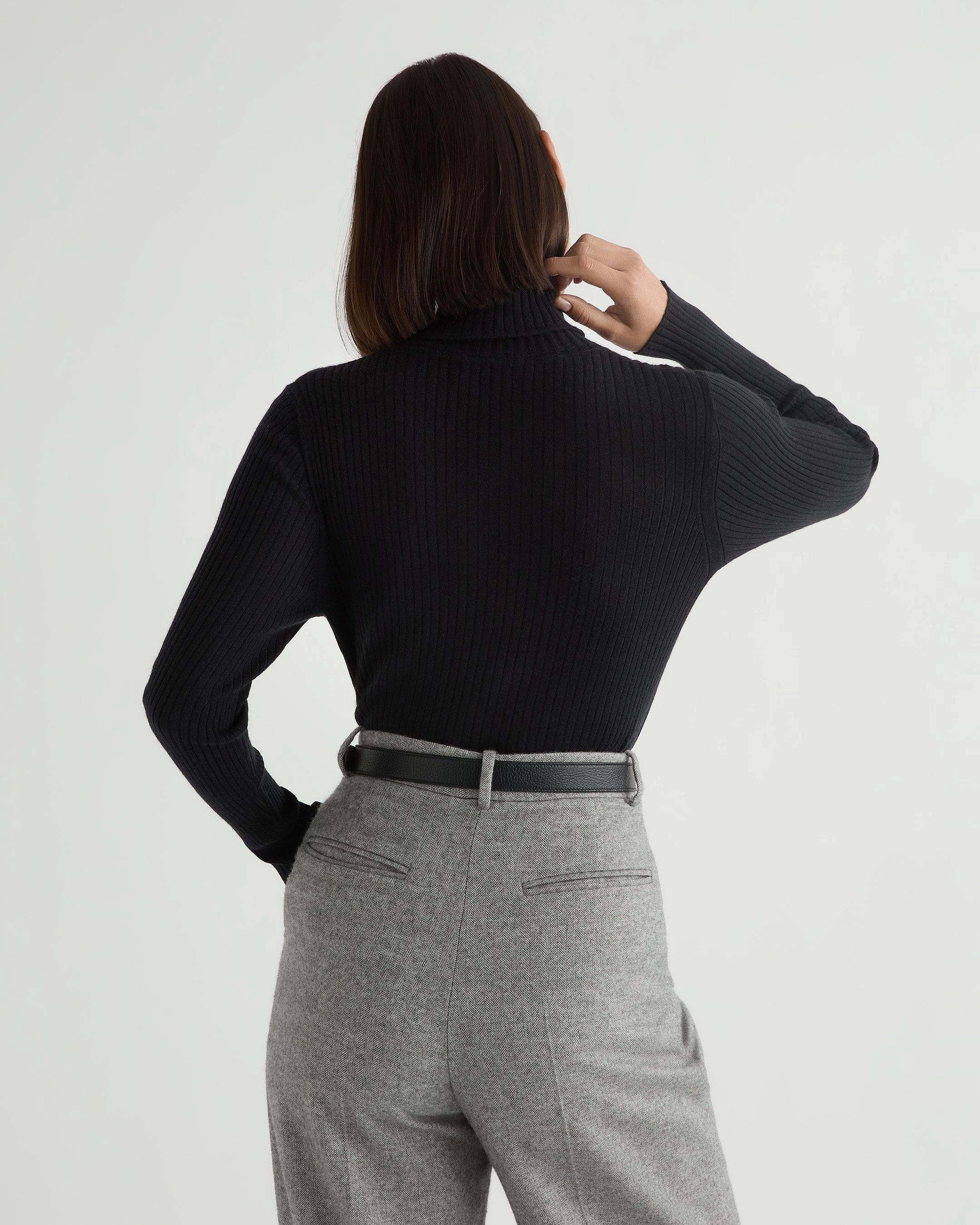 Special Occasion Discount Women'S Superfine Cashmere Ribbed Roll Neck Jumper Black