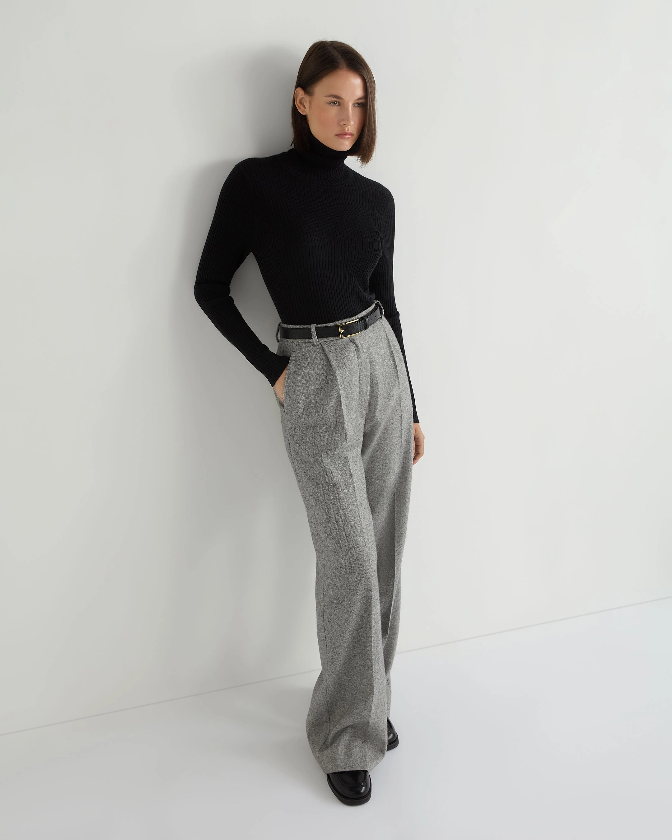 Big Price Drop Todays Steal Women'S Superfine Cashmere Ribbed Roll Neck Jumper Black