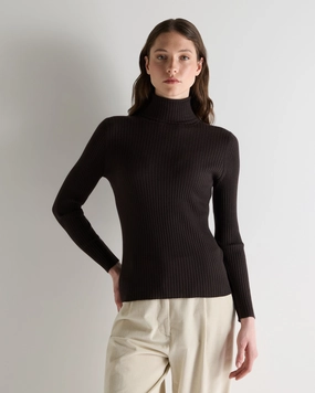 Women'S Superfine Cashmere Ribbed Roll Neck Jumper Chocolate Brown Hot Price Drop Deal Frenzy Today