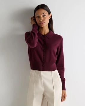 Women'S Thea Collared Cashmere Cardigan Bordeaux Red Deal of the Day Dont Miss This Deal