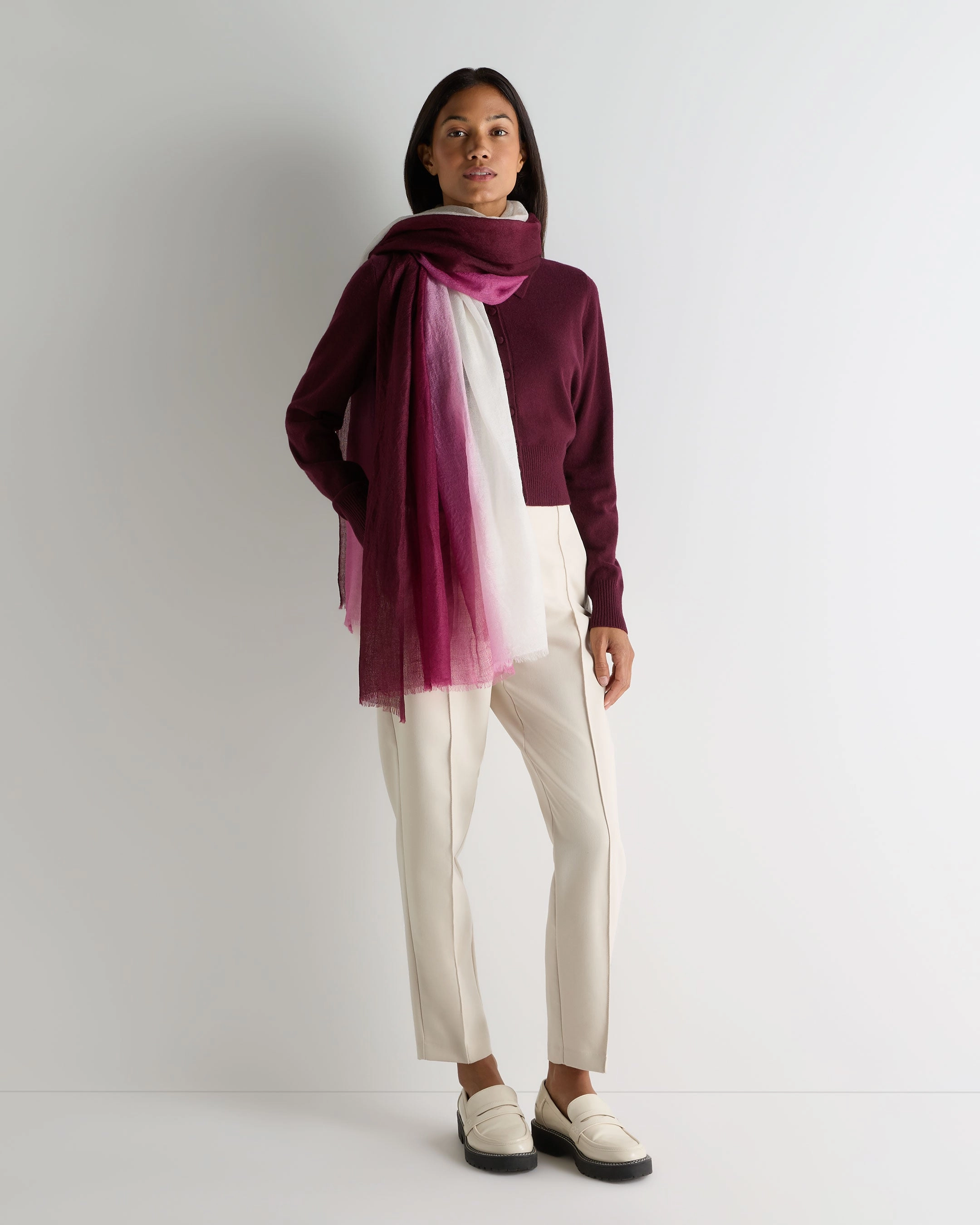 Shop the Best Deals Women'S Thea Collared Cashmere Cardigan Bordeaux Red