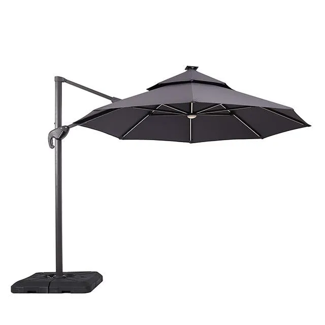 Xico 8 Ft Square Umbrella w/ Double Top w/ LED Light   37" Large Base