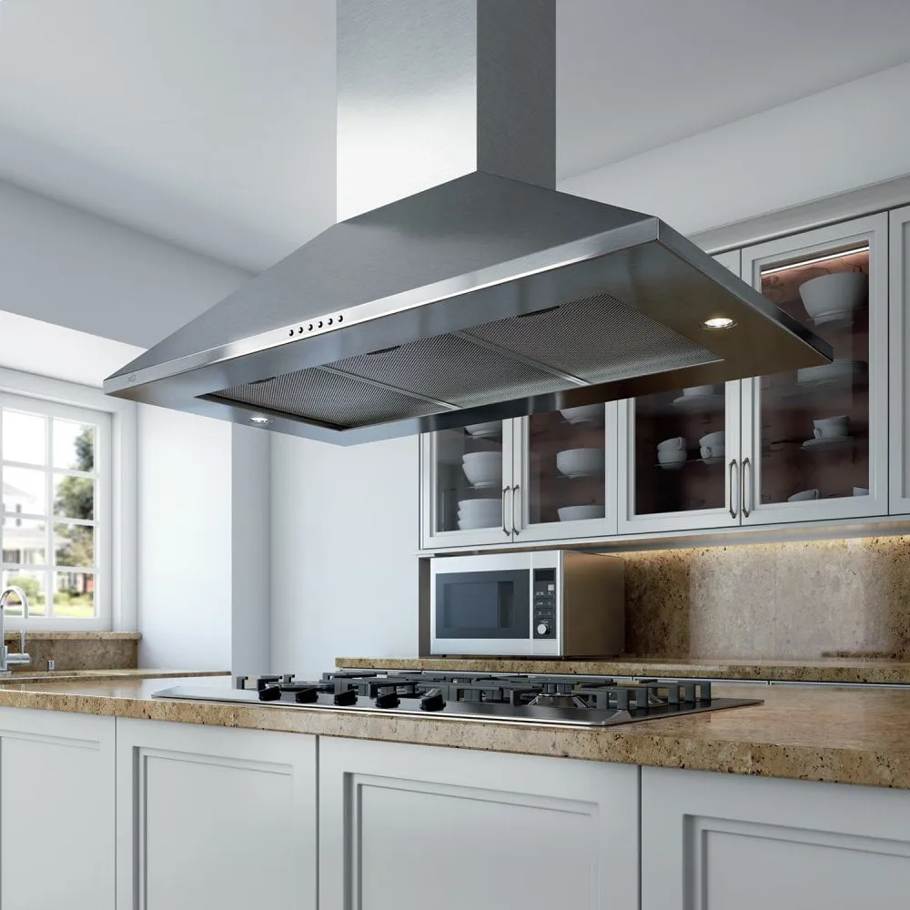 Xo Appliance XOBI36SMUA 395 Cfm 36" Make Up Air Compliant Island Hood Stainless