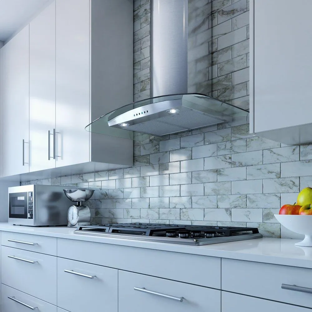 Xo Appliance XOM36GC 36" 600/395 Cfm Wall Chimney Hood Stainless/Glass