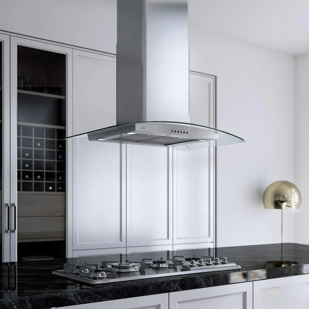 Xo Appliance XOMI42GC 42" 600/395 Cfm Island Hood Stainless/Glass