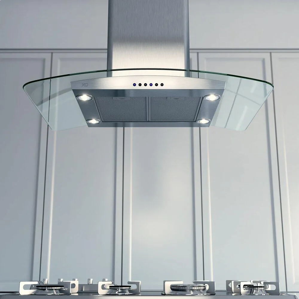 Xo Appliance XOMI42GC 42" 600/395 Cfm Island Hood Stainless/Glass