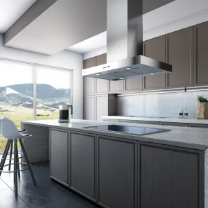 Xo Appliance XORI36SC 36" 600/395 Cfm Italian Made Island Range Hood Stainless