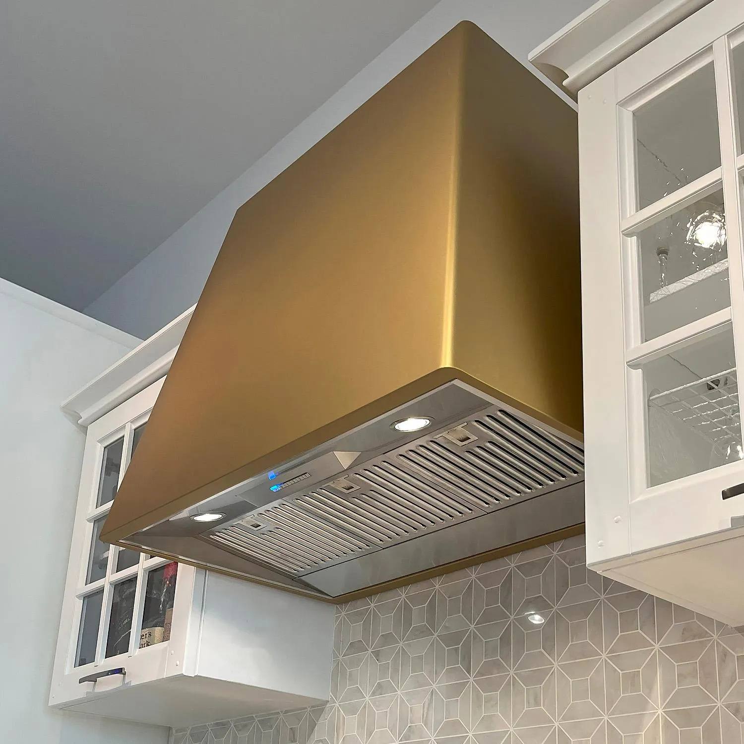 Xo Appliance XOVD136SG Xo 36In Designer Hood Satin Gold Insert Sold Separately