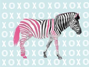 Xo Zebra By Lucca Sheppard (Framed) - Light Blue