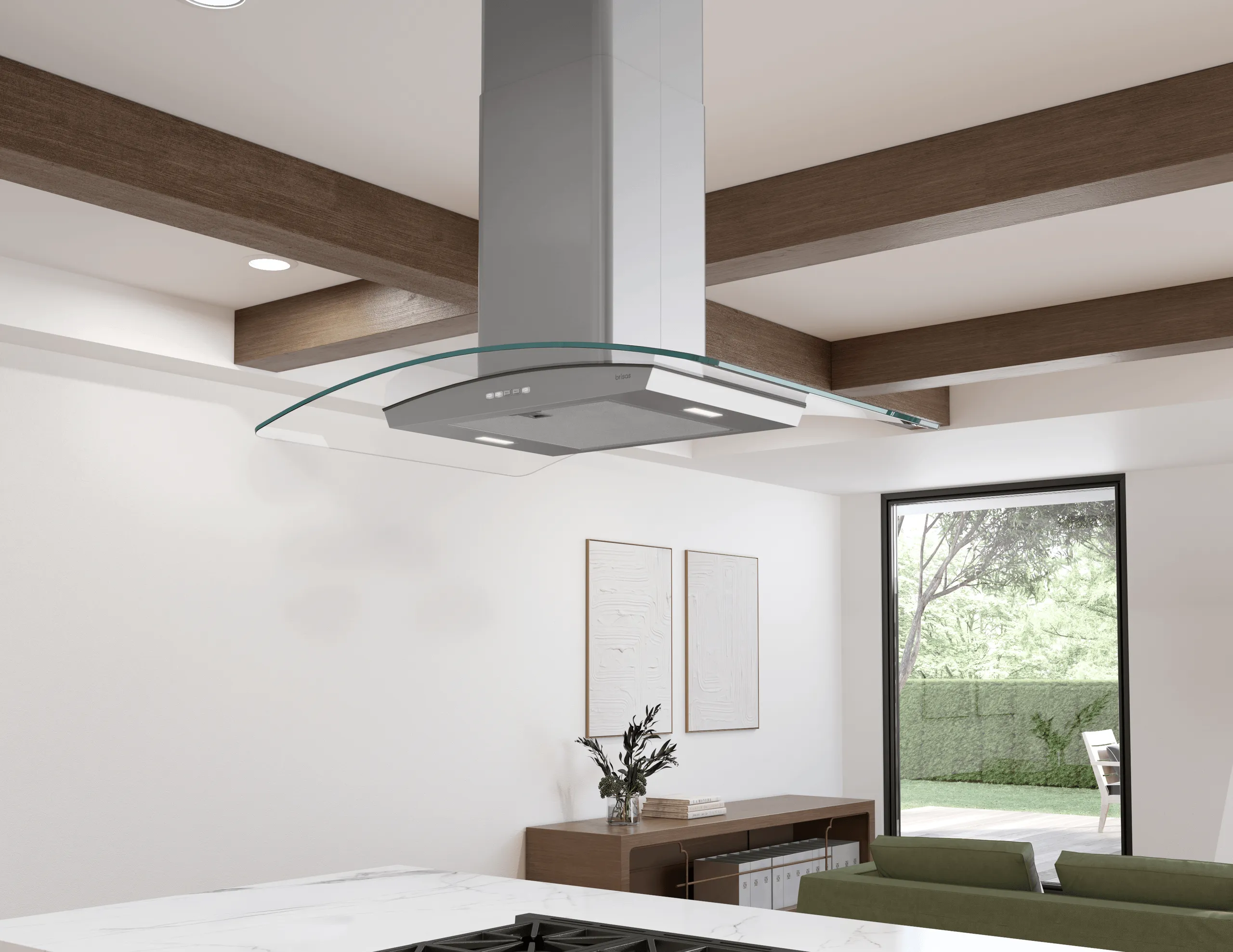 Zephyr BMLE30CG Brisas Curved Glass Island, 30" G, Act, Led